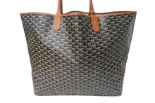 Load image into Gallery viewer, 新品未使用 Goyard ゴヤール サンルイXXL トートバッグ ヘリンボーン PVCコーティングキャンバス レザー ブラック ブラウン 中古 4c067981