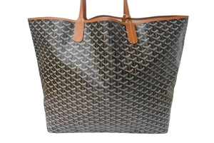 新品未使用 Goyard ゴヤール サンルイXXL トートバッグ ヘリンボーン PVCコーティングキャンバス レザー ブラック ブラウン 中古 4c067981