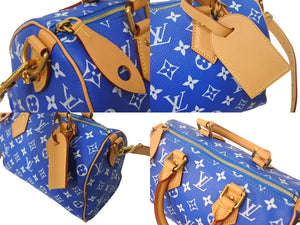 新品未使用 LouisVuitton ルイヴィトン スピーディ P9 バンドリエール 25 ボストンバッグ M24424 ブルー ホワイト 中古 4c067982