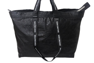 極美品 BALENCIAGA バレンシアガ キャリー ショッパー 2WAYトートバッグ 457627 型押しレザー ブラック 中古 4c068003