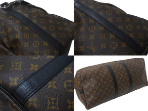 極美品 LOUIS VUITTON ルイヴィトン キーポルバンドリエール55 ボストンバッグ M56714 モノグラムマカサー ブラウン ブラック 中古 4c068005