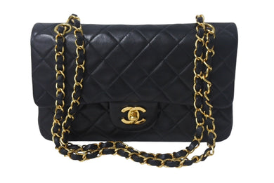 CHANEL シャネル チェーンショルダーバッグ マトラッセ23 Wフラップ ラムスキン 4番台 ブラック ゴールド 美品 中古 4c068010