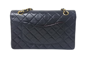 CHANEL シャネル Wフラップ マトラッセ25 チェーンショルダーバッグ ラムスキン 1番台 ブラック ゴールド金具 美品 中古 4c068011