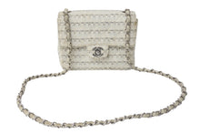 画像をギャラリービューアに読み込む, CHANEL シャネル ミニマトラッセ ツイード ショルダーバッグ ミニバッグ 9番台 フランス製 ホワイト シルバー金具 美品 中古 4c068015