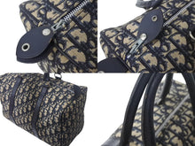画像をギャラリービューアに読み込む, Christian Dior クリスチャンディオール ハンドバッグ トロッター柄 ミニボストンバッグ ネイビー ベージュ 美品 中古 4c068031