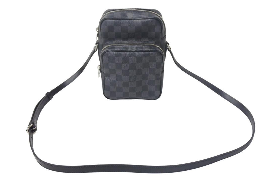 新品同様 LOUIS VUITTON ルイヴィトン レム ショルダーバッグ ダミエグラフィット N41446 斜め掛け ブラック 中古 4c068053