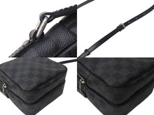 Load image into Gallery viewer, 新品同様 LOUIS VUITTON ルイヴィトン レム ショルダーバッグ ダミエグラフィット N41446 斜め掛け ブラック 中古 4c068053