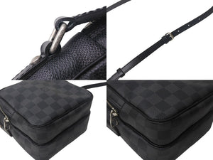 新品同様 LOUIS VUITTON ルイヴィトン レム ショルダーバッグ ダミエグラフィット N41446 斜め掛け ブラック 中古 4c068053