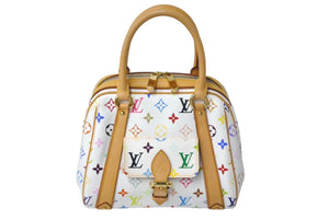 極美品 LOUIS VUITTON ルイヴィトン プリシラ ハンドバッグ モノグラム M40096 ホワイト ブロン マルチカラー 中古 4c068068