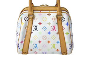 極美品 LOUIS VUITTON ルイヴィトン プリシラ ハンドバッグ モノグラム M40096 ホワイト ブロン マルチカラー 中古 4c068068