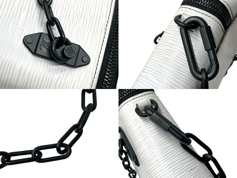 LOUIS VUITTON ルイヴィトン フォンボックス ショルダーバッグ M68791 エピ カーフ ホワイト ブラック 美品 中古 4b007376