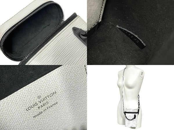 LOUIS VUITTON ルイヴィトン フォンボックス ショルダーバッグ M68791 エピ カーフ ホワイト ブラック 美品 中古 4b007376