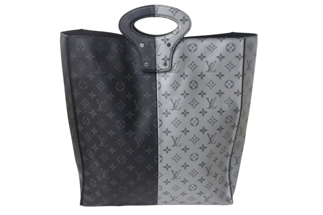 LouisVuitton ルイヴィトン スプリット トートバッグ M43816 モノグラムエクリプスキャンバス レザー ブラック グレー 美品 中古 4c068081