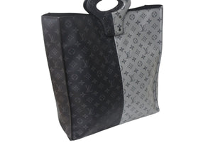 LouisVuitton ルイヴィトン スプリット トートバッグ M43816 モノグラムエクリプスキャンバス レザー ブラック グレー 美品 中古 4c068081