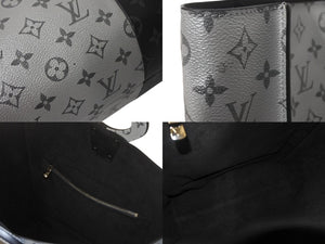 LouisVuitton ルイヴィトン スプリット トートバッグ M43816 モノグラムエクリプスキャンバス レザー ブラック グレー 美品 中古 4c068081