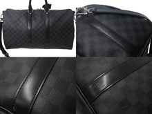 画像をギャラリービューアに読み込む, LOUISVUITTON ルイヴィトン キーポルバンドリエール 45 ボストンバッグ N41418 ダミエグラフィット PVC レザー 美品 中古 4c068098