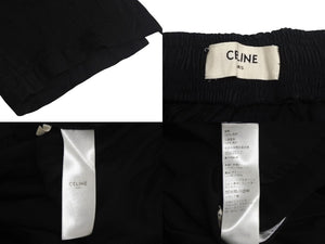 CELINE セリーヌ サイドライン パンツ 2P5351641 イタリア製 ビスコース ブラック ホワイト ゴールド金具 サイズ36 良品 中古 4c068107