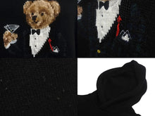 Load image into Gallery viewer, POLO RALPH LAUREN ポロ・ラルフローレン ベア ニット パーカー ブラック ウール カシミヤ 0200011663 クマ サイズL 美品 中古 4c068119