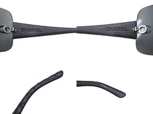 画像をギャラリービューアに読み込む, 極美品 CHANEL シャネル レンズ一体型サングラス アイウェア ココマーク イタリア製 プラスチック レザー ブラック シルバー 中古 4c068180