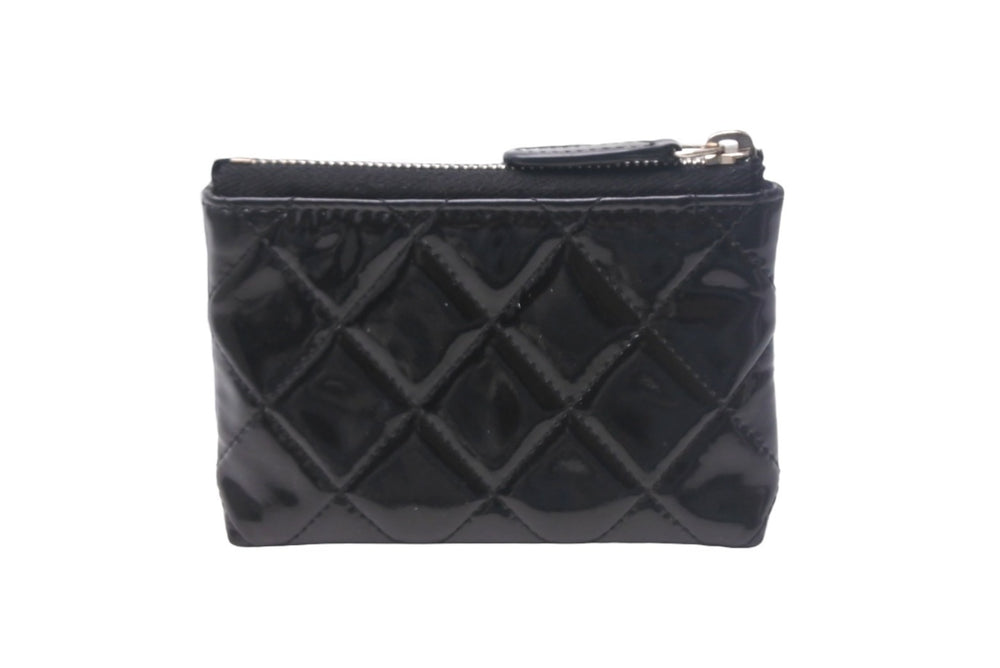 CHANEL シャネル コインケース ココマーク ロゴ 16番台 スペイン製 エナメル ブラック シルバー金具 美品 中古 4c068182