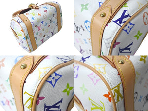 新品同様 LouisVuitton ルイヴィトン プリシラ ハンドバッグ モノグラム マルチカラー ホワイト キャンバス レザー 中古 4c068193