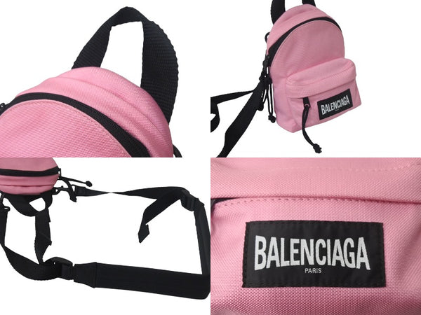 Very Good Condition BALENCIAGA Mini Backpack Rucksack Made in Italy Canvas Pink Black Used 4c068237