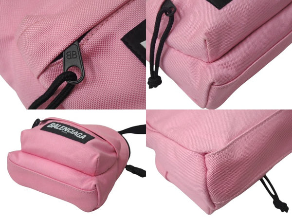 Very Good Condition BALENCIAGA Mini Backpack Rucksack Made in Italy Canvas Pink Black Used 4c068237