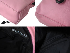 Very Good Condition BALENCIAGA Mini Backpack Rucksack Made in Italy Canvas Pink Black Used 4c068237