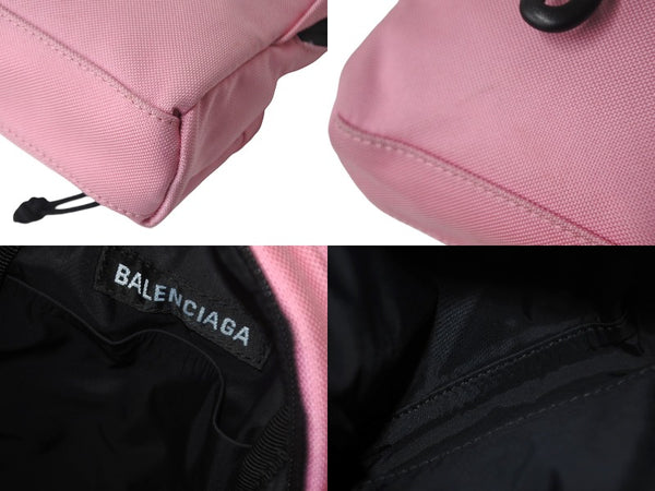 Very Good Condition BALENCIAGA Mini Backpack Rucksack Made in Italy Canvas Pink Black Used 4c068237