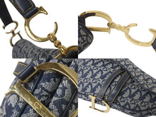 画像をギャラリービューアに読み込む, Christian Dior クリスチャン ディオール トロッター サドルバッグ ワンショルダーバッグ キャンバス レザー ネイビー 美品 中古 4c068302