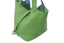 Load image into Gallery viewer, 未使用 HERMES エルメス ハンドバッグ ピコタンロックPM トリヨンクレマンス ヴェールユッカ バイカラー B刻印 シルバー金具 中古 4c068311
