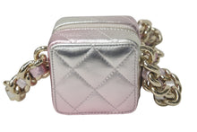 画像をギャラリービューアに読み込む, CHANEL シャネル ショルダーバッグ キューブチェーンバッグ AP2529 ピンク シルバー ラムスキン ゴールド金具 美品 中古 4c068334