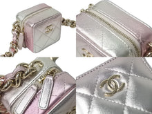 画像をギャラリービューアに読み込む, CHANEL シャネル ショルダーバッグ キューブチェーンバッグ AP2529 ピンク シルバー ラムスキン ゴールド金具 美品 中古 4c068334