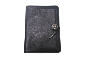 CHROME HEARTS クロムハーツ AGENDA PLAIN 手帳カバー ブックカバー クロスボールボタン シルバー925 レザー ブラック 美品 中古 4c068361