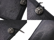 画像をギャラリービューアに読み込む, CHROME HEARTS クロムハーツ AGENDA PLAIN 手帳カバー ブックカバー クロスボールボタン シルバー925 レザー ブラック 美品 中古 4c068361