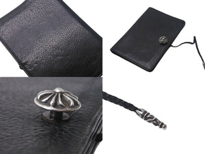 CHROME HEARTS クロムハーツ AGENDA PLAIN 手帳カバー ブックカバー クロスボールボタン シルバー925 レザー ブラック 美品 中古 4c068361