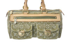 画像をギャラリービューアに読み込む, LOUIS VUITTON ルイヴィトン ハンドバッグ デニム ネオスピーディ M95215 モノグラムデニム カーキ ゴールド金具 美品 中古 4c068366