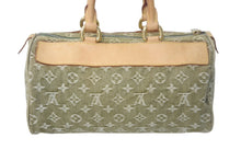 画像をギャラリービューアに読み込む, LOUIS VUITTON ルイヴィトン ハンドバッグ デニム ネオスピーディ M95215 モノグラムデニム カーキ ゴールド金具 美品 中古 4c068366