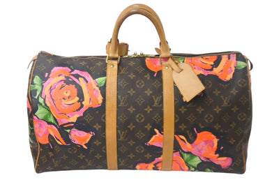 LouisVuitton ルイヴィトン モノグラム ローズ キーポル50 ボストンバッグ M48605 PVC ブラウン ピンク ブラウン 美品 中古 4c068369