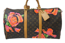 Load image into Gallery viewer, LouisVuitton ルイヴィトン モノグラム ローズ キーポル50 ボストンバッグ M48605 PVC ブラウン ピンク ブラウン 美品 中古 4c068369