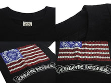 Load image into Gallery viewer, CHROME HEARTS クロムハーツ 星条旗 AMERICAN FLAG 半袖 Tシャツ ブラック レッド ブルー ホワイト サイズS 美品 中古 4c068379