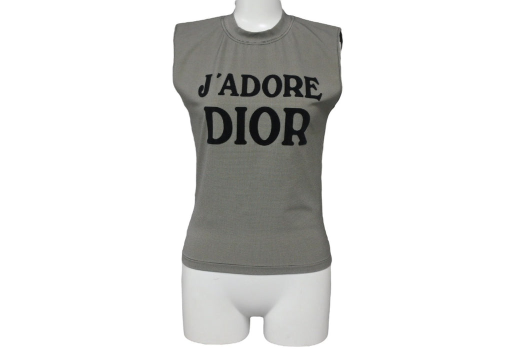 極美品 Christian Dior クリスチャンディオール J'ADORE ジャドール タンクトップ 2A12155301 サイズ38 グレー ブラック 中古 4c068381