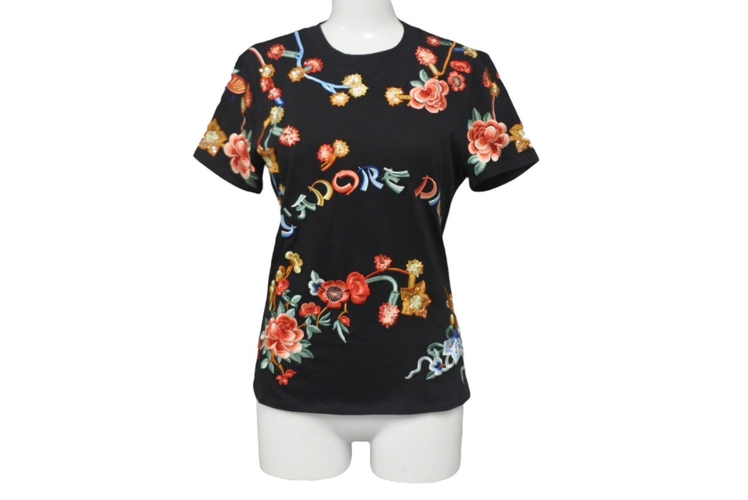 新品未使用 ChristianDior クリスチャンディオール J'ADORE ジャドール 半袖Tシャツ 刺繍 金魚 花 2001年 ガリアーノ期 38 中古 4c068382