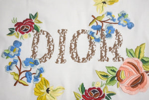 ChristianDior クリスチャンディオール 半袖Tシャツ トロッター柄 フラワー刺繍 ロゴハーフ ホワイト マルチカラー 38 美品 中古 4c068384