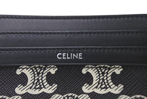 CELINE セリーヌ カードケース トリオンフ 総柄 S SD 4263 レザー ブラック ホワイト シルバー 美品 中古 4c068393