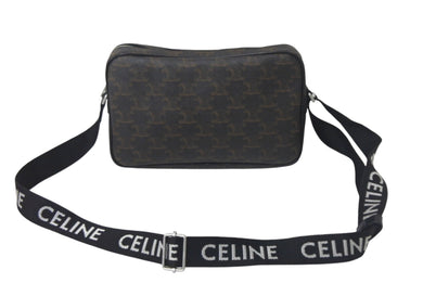 極美品 CELINE セリーヌ ミディアム メッセンジャーバッグ F-IP-1271 トリオンフキャンバス ブラウン シルバー金具 中古 4c068395