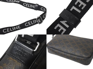 極美品 CELINE セリーヌ ミディアム メッセンジャーバッグ F-IP-1271 トリオンフキャンバス ブラウン シルバー金具 中古 4c068395