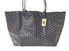 画像をギャラリービューアに読み込む, 新品未使用 GOYARD ゴヤール サンルイGM トートバッグ STLOUIGMLTY12CL12P PVC レザー ヘリンボーン ネイビー 中古 4c068396