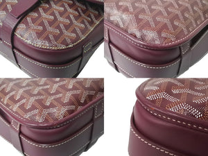 GOYARD ゴヤール ベルヴェデーレGM ショルダーバッグ ボルドー PVC レザー シルバー金具 ヘリンボーン柄 美品 中古 4c068400