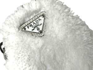 Very good condition PRADA shoulder bag 1BH190 with pile pouch triangle logo black white leather silver hardware used 4c068406